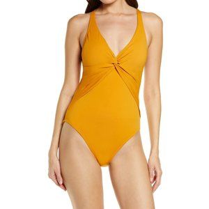 NWT Bleu Rod Beattie Yellow Crossback Halterneck One Piece